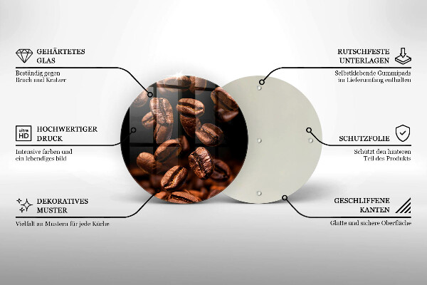 Steklena podloga za rezanje Rjava kavna zrna