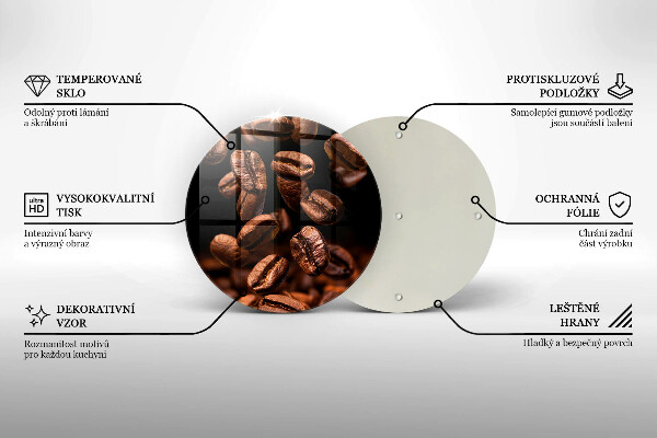 Steklena podloga za rezanje Rjava kavna zrna