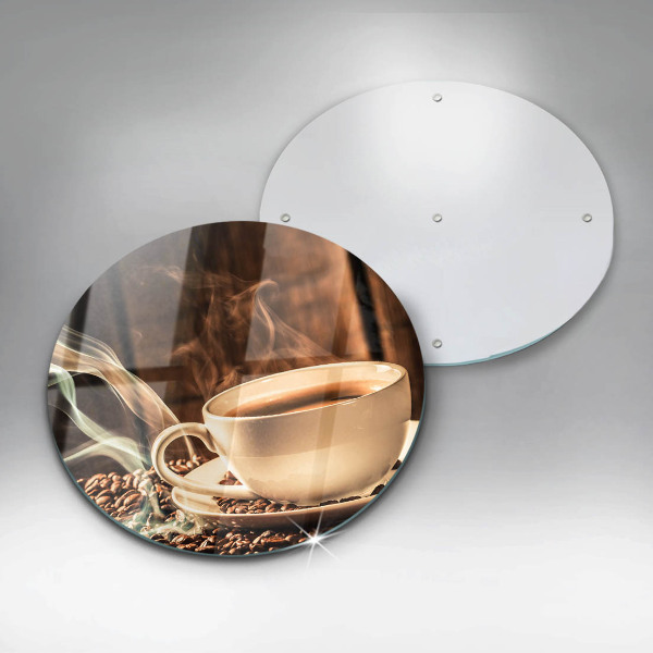 Steklena podloga za rezanje Skodelica in kavna zrna