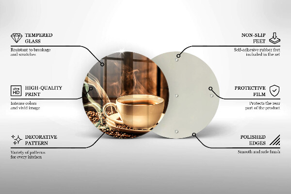 Steklena podloga za rezanje Skodelica in kavna zrna