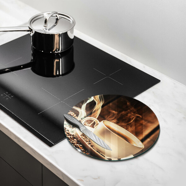 Steklena podloga za rezanje Skodelica in kavna zrna