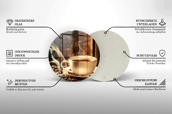 Steklena podloga za rezanje Skodelica in kavna zrna
