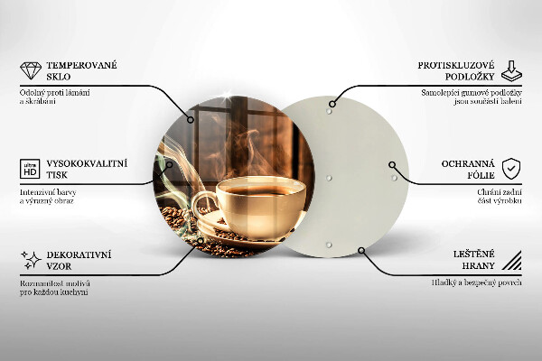 Steklena podloga za rezanje Skodelica in kavna zrna