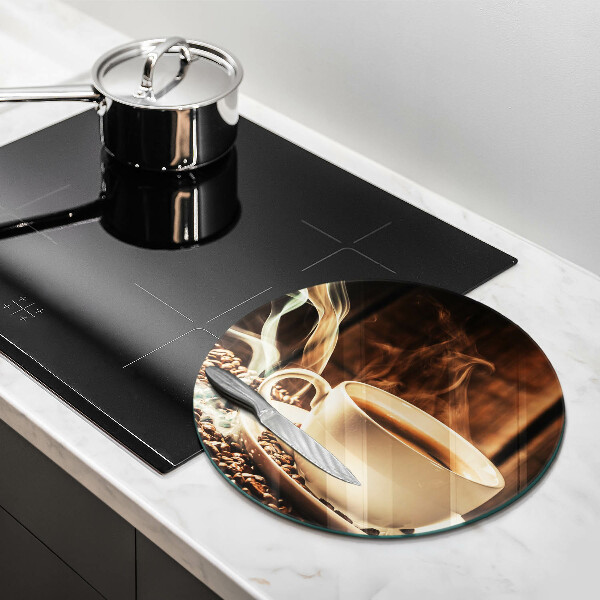 Steklena podloga za rezanje Skodelica in kavna zrna