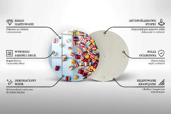 Steklena podloga za rezanje Pisani bonboni