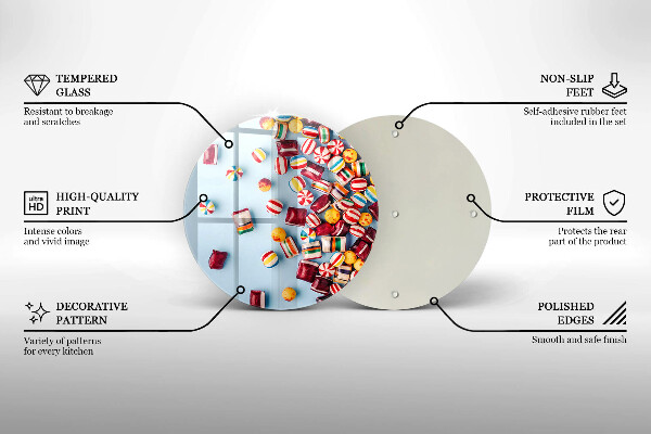 Steklena podloga za rezanje Pisani bonboni