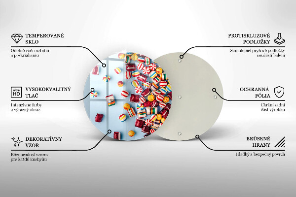 Steklena podloga za rezanje Pisani bonboni