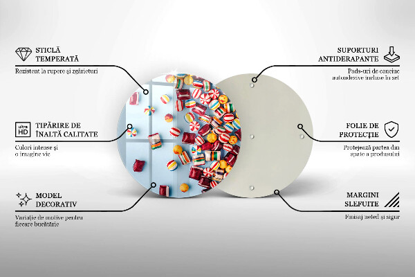 Steklena podloga za rezanje Pisani bonboni