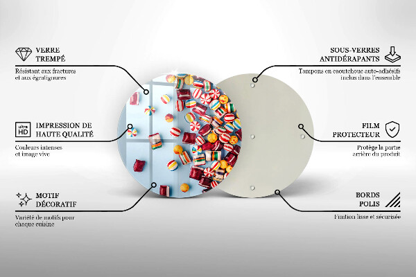 Steklena podloga za rezanje Pisani bonboni