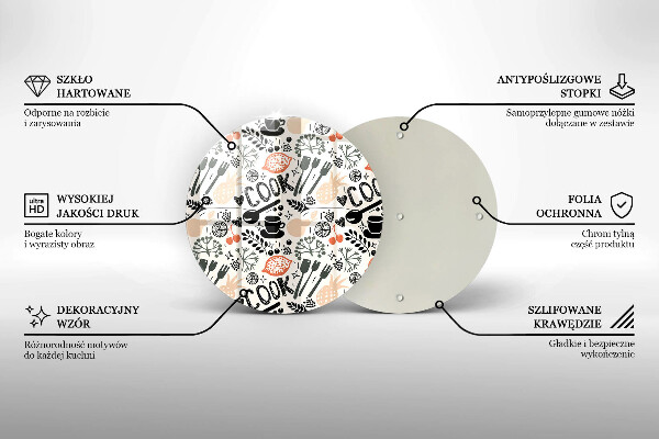 Steklena podloga za rezanje Motiv risane kuhinje