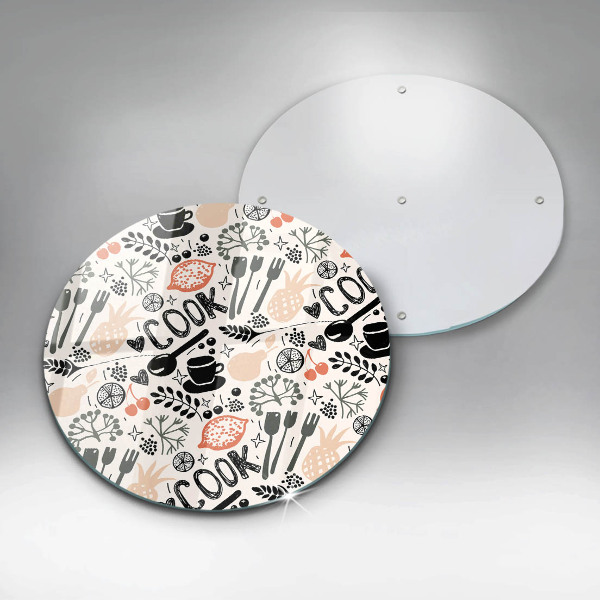 Steklena podloga za rezanje Motiv risane kuhinje