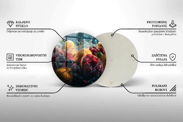 Steklena podloga za rezanje Sadje v vodi