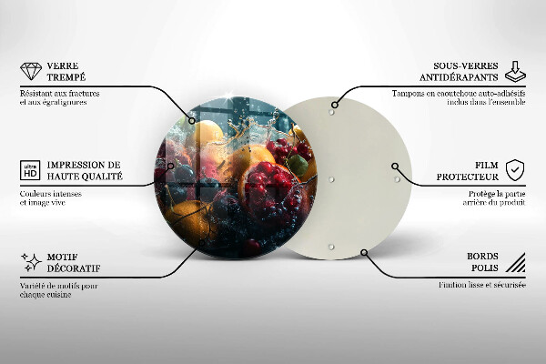 Steklena podloga za rezanje Sadje v vodi