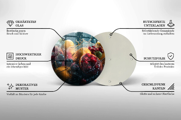 Steklena podloga za rezanje Sadje v vodi