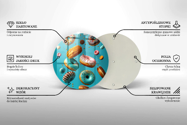 Steklena podloga za rezanje Pisani krofi