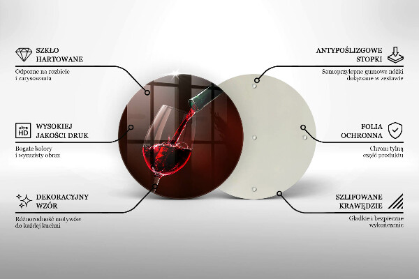 Steklena podloga za rezanje Kozarec vina