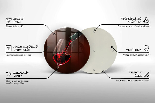 Steklena podloga za rezanje Kozarec vina