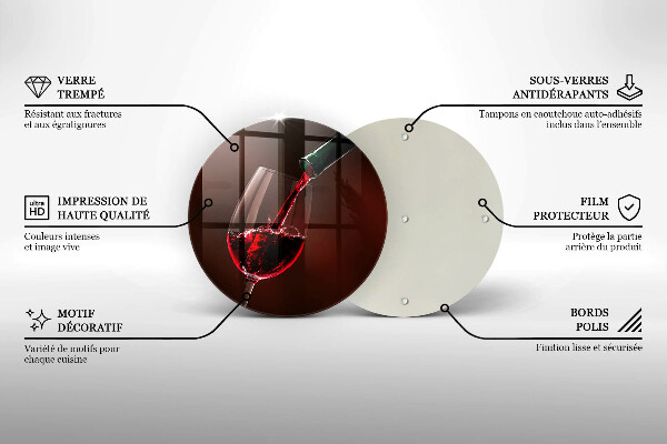 Steklena podloga za rezanje Kozarec vina