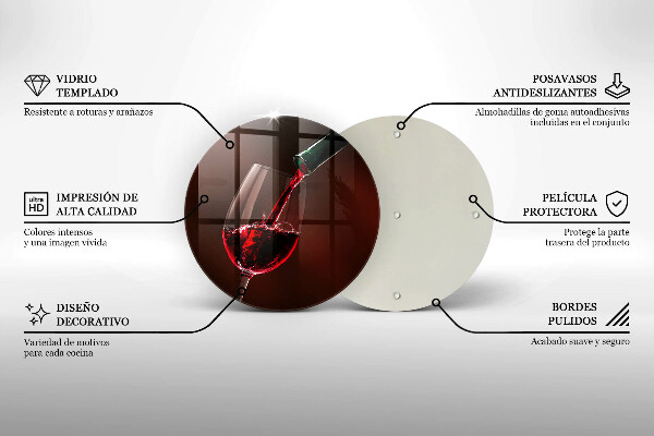 Steklena podloga za rezanje Kozarec vina
