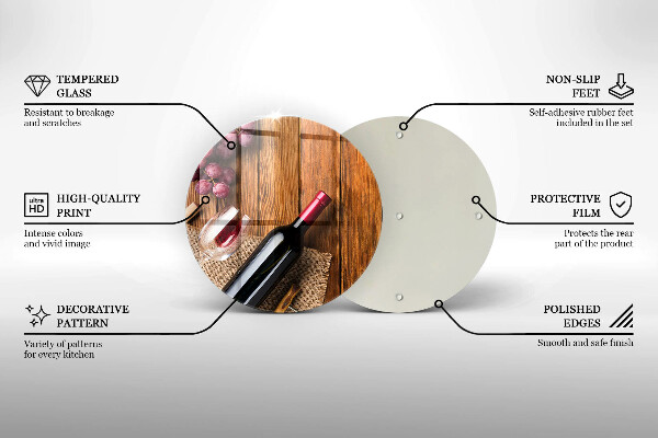 Steklena podloga za rezanje Steklenica rdečega vina