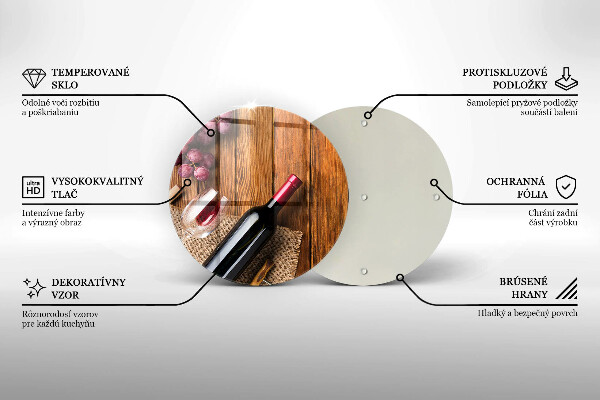 Steklena podloga za rezanje Steklenica rdečega vina