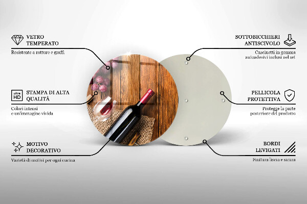 Steklena podloga za rezanje Steklenica rdečega vina