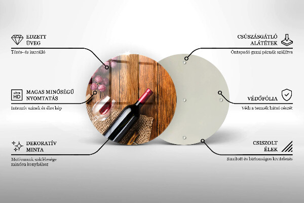 Steklena podloga za rezanje Steklenica rdečega vina