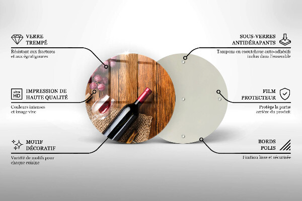 Steklena podloga za rezanje Steklenica rdečega vina