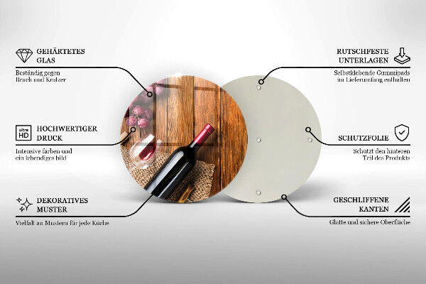 Steklena podloga za rezanje Steklenica rdečega vina