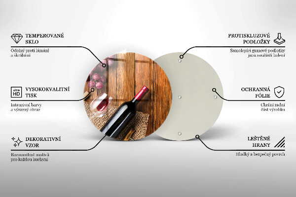 Steklena podloga za rezanje Steklenica rdečega vina