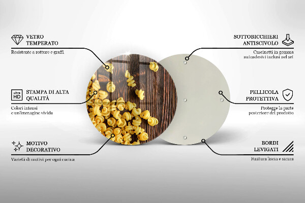 Steklena podloga za rezanje Testenine na mizi