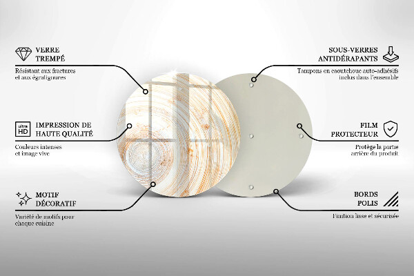 Steklena podloga za rezanje Tekstura lesa