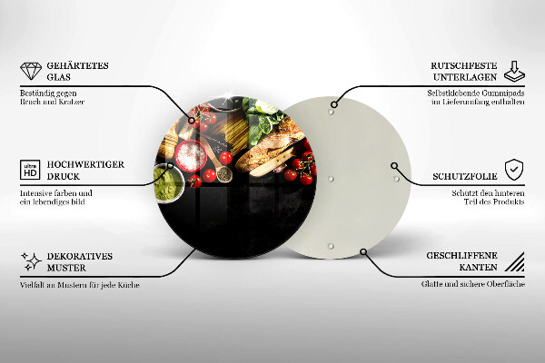 Steklena podloga za rezanje Italijanske sestavine in začimbe