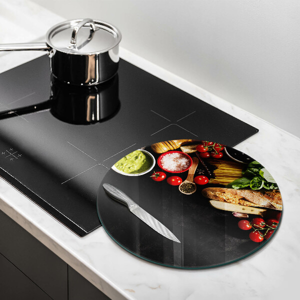 Steklena podloga za rezanje Italijanske sestavine in začimbe