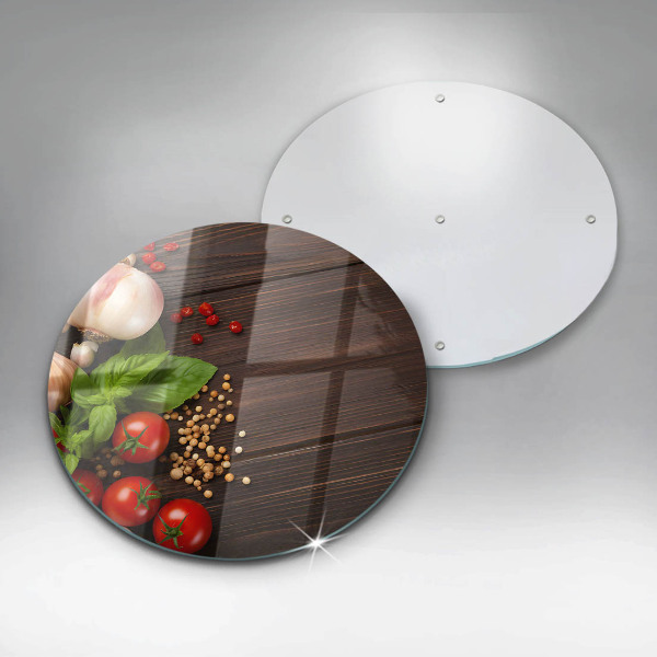 Steklena podloga za rezanje Zelenjava na mizi