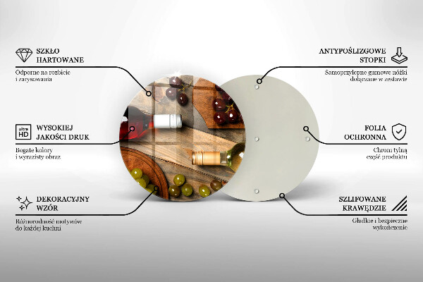 Steklena podloga za rezanje Vinske steklenice in grozdje