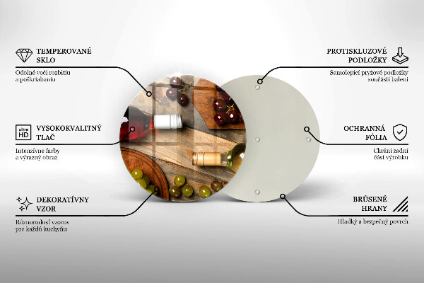 Steklena podloga za rezanje Vinske steklenice in grozdje