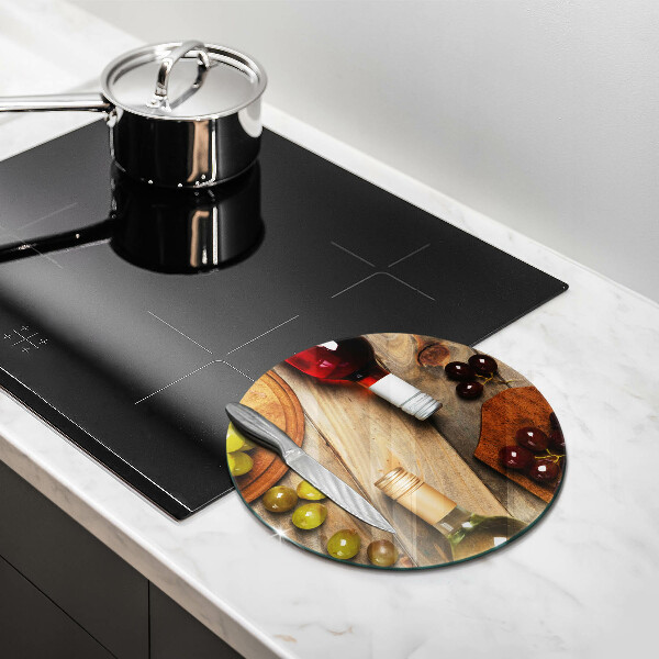 Steklena podloga za rezanje Vinske steklenice in grozdje