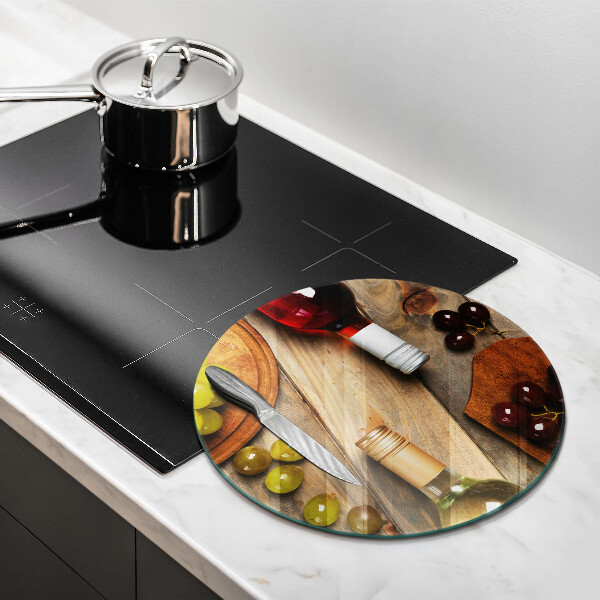 Steklena podloga za rezanje Vinske steklenice in grozdje