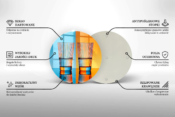 Steklena podloga za rezanje Dva kozarca vode