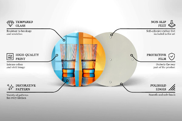 Steklena podloga za rezanje Dva kozarca vode