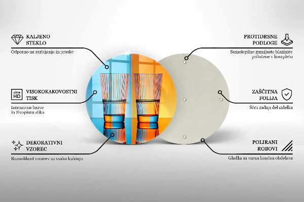 Steklena podloga za rezanje Dva kozarca vode