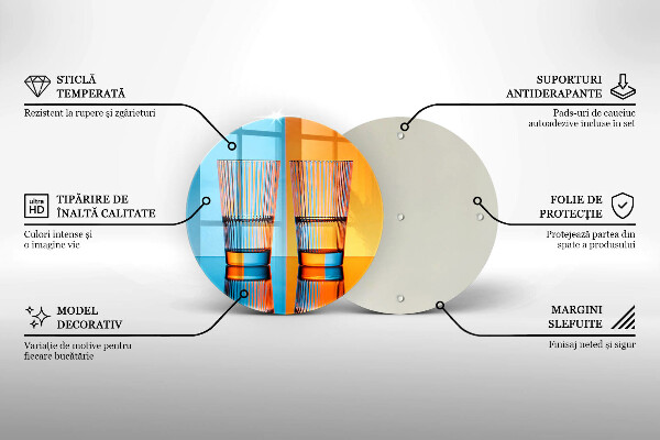 Steklena podloga za rezanje Dva kozarca vode
