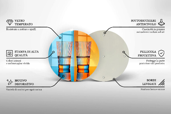 Steklena podloga za rezanje Dva kozarca vode