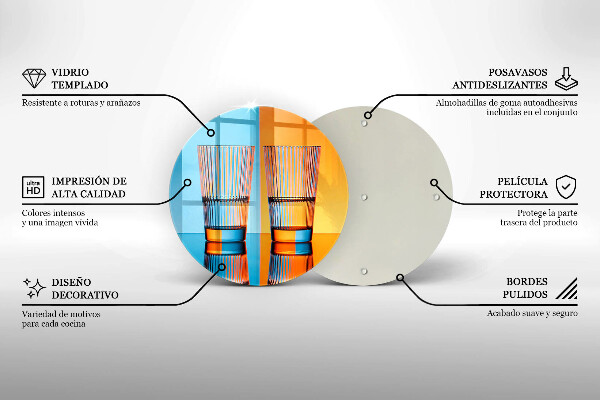 Steklena podloga za rezanje Dva kozarca vode