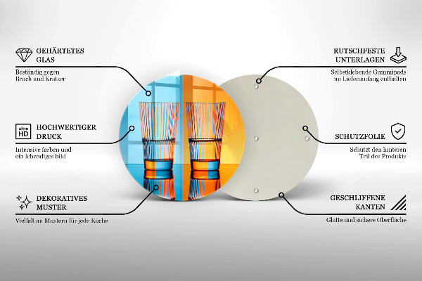 Steklena podloga za rezanje Dva kozarca vode