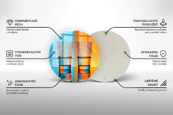 Steklena podloga za rezanje Dva kozarca vode
