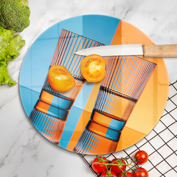 Steklena podloga za rezanje Dva kozarca vode