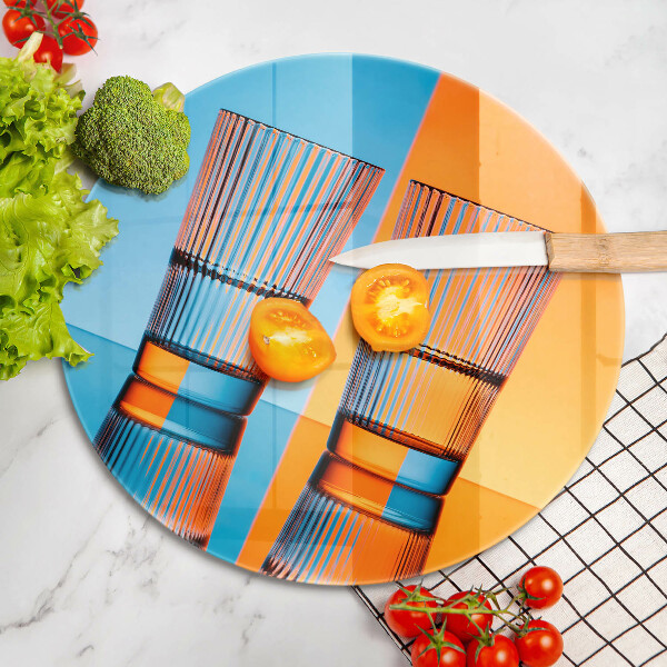 Steklena podloga za rezanje Dva kozarca vode