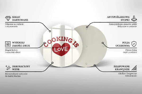 Steklena podloga za rezanje Cooking is love